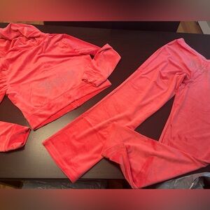 NWT Juicy Couture Velour watermelon pink Track Suit sweatsuit size large wome…